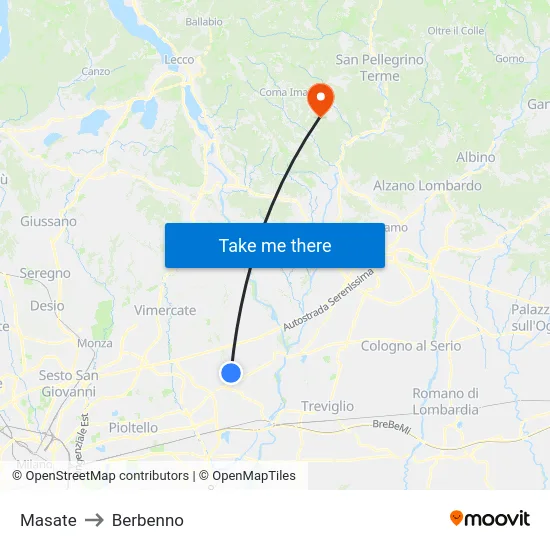 Masate to Berbenno map