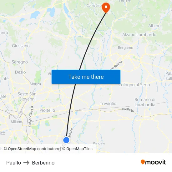 Paullo to Berbenno map