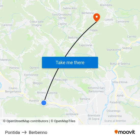 Pontida to Berbenno map