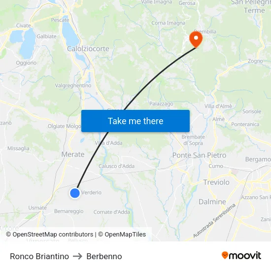 Ronco Briantino to Berbenno map