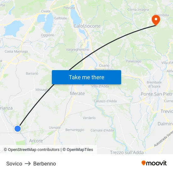 Sovico to Berbenno map