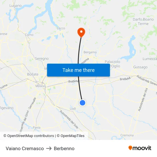Vaiano Cremasco to Berbenno map