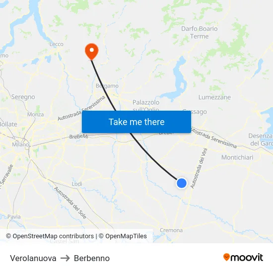 Verolanuova to Berbenno map