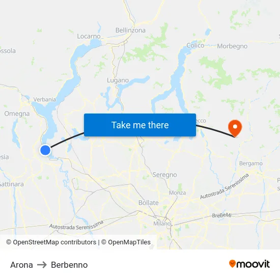 Arona to Berbenno map