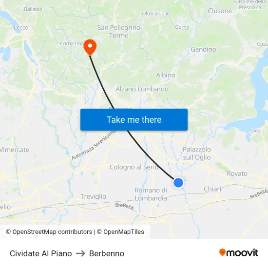 Cividate Al Piano to Berbenno map