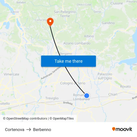 Cortenova to Berbenno map