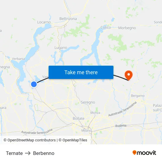 Ternate to Berbenno map