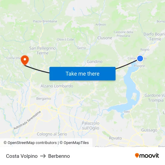 Costa Volpino to Berbenno map