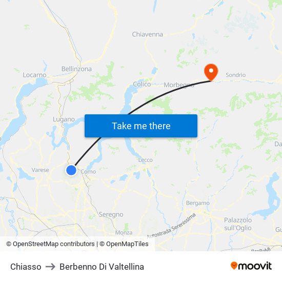 Chiasso to Berbenno Di Valtellina map