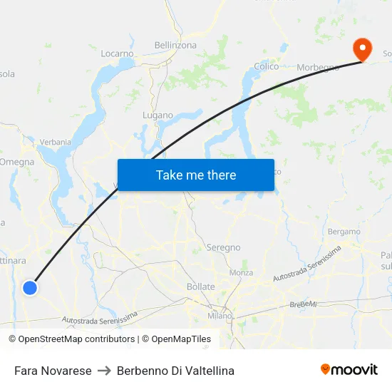 Fara Novarese to Berbenno Di Valtellina map