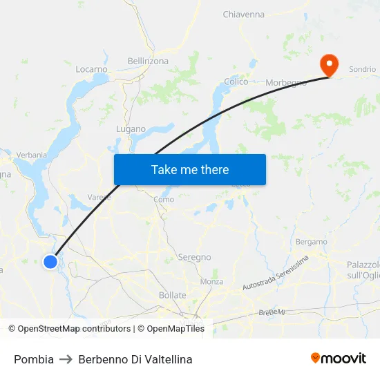 Pombia to Berbenno Di Valtellina map