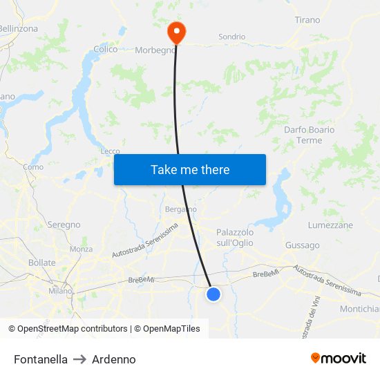 Fontanella to Ardenno map
