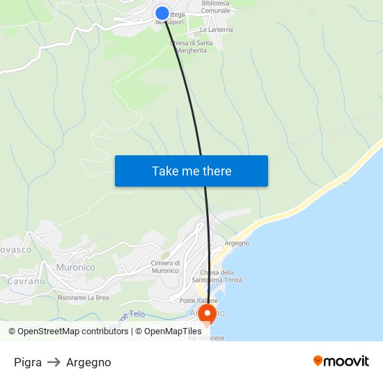 Pigra to Argegno map