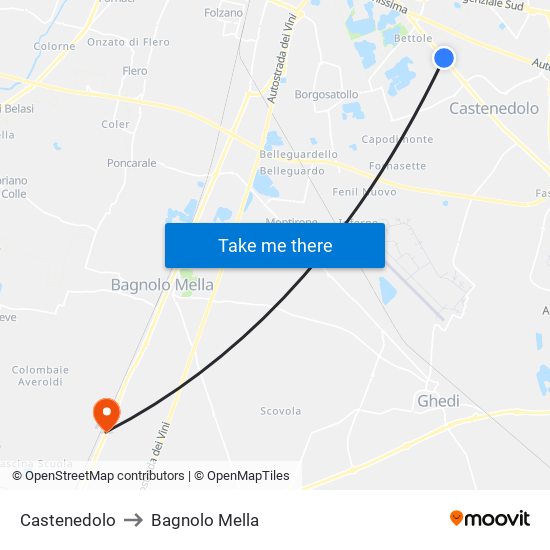 Castenedolo to Bagnolo Mella map