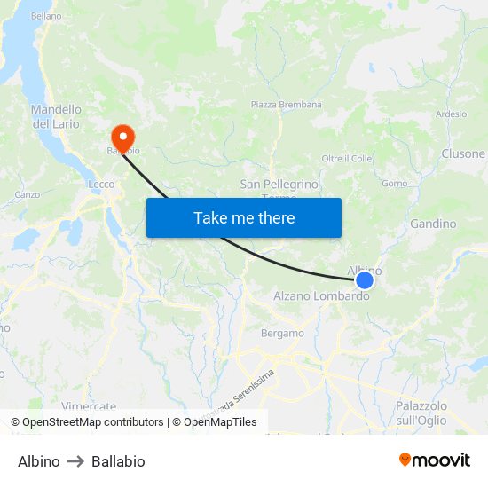 Albino to Ballabio map
