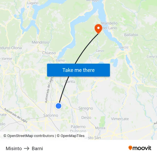 Misinto to Barni map