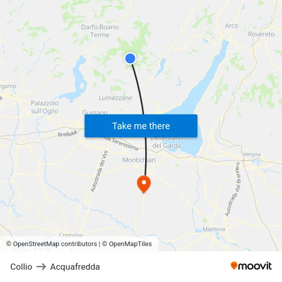 Collio to Acquafredda map