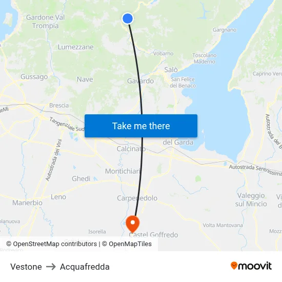 Vestone to Acquafredda map