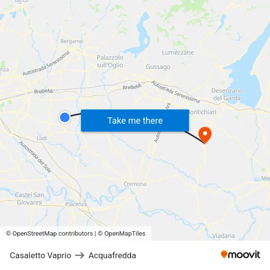 Casaletto Vaprio to Acquafredda map