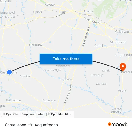 Castelleone to Acquafredda map