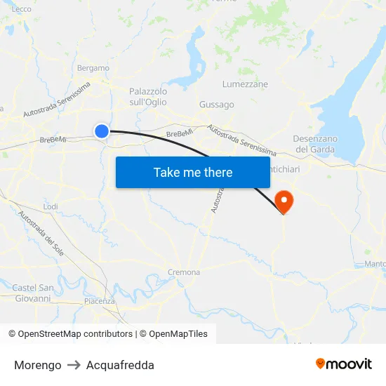 Morengo to Acquafredda map