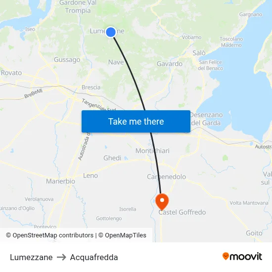 Lumezzane to Acquafredda map