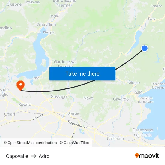 Capovalle to Adro map