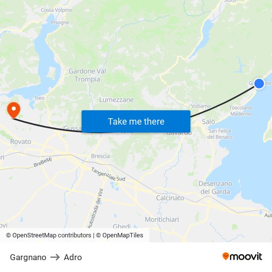 Gargnano to Adro map