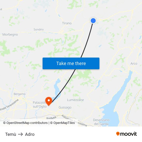Temù to Adro map