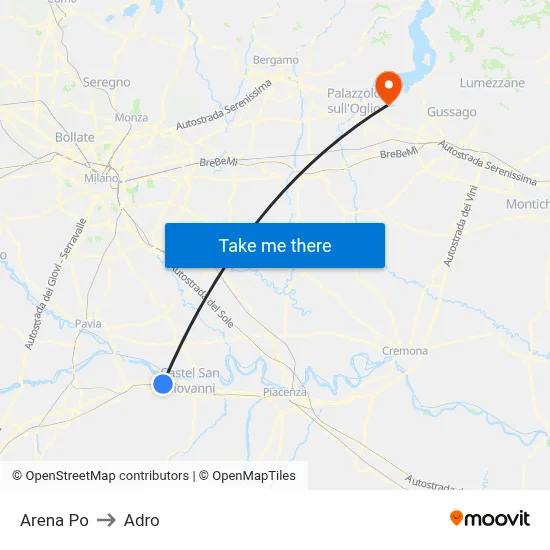 Arena Po to Adro map