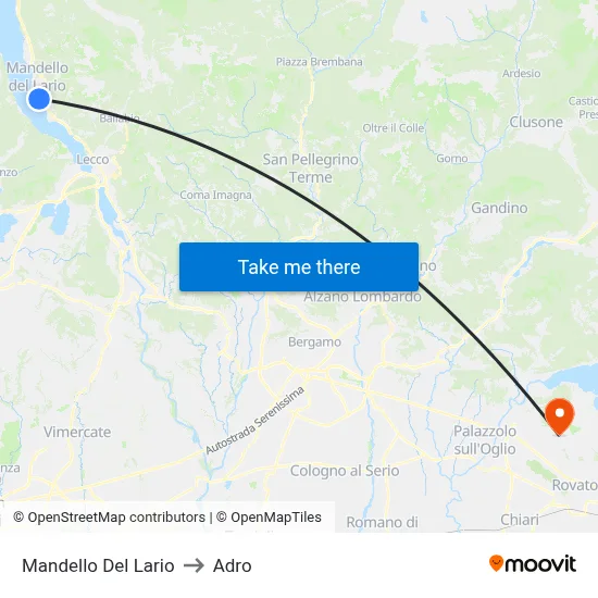 Mandello Del Lario to Adro map