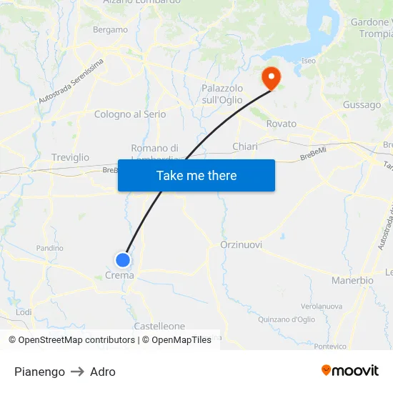 Pianengo to Adro map