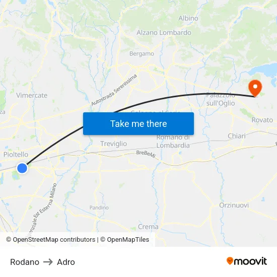 Rodano to Adro map