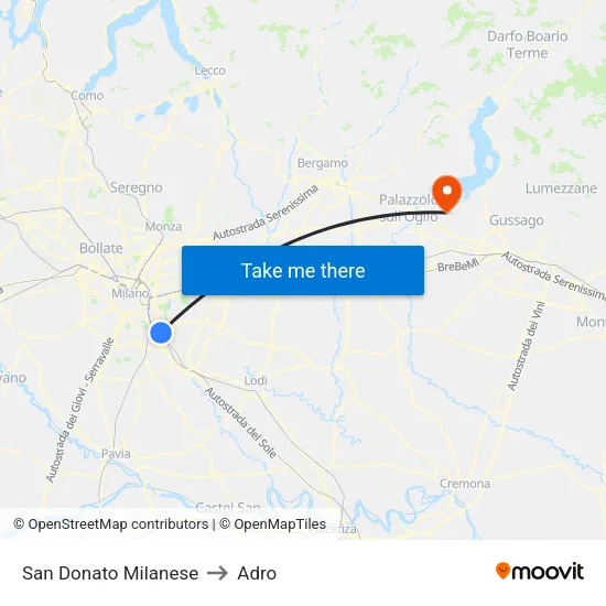San Donato Milanese to Adro map