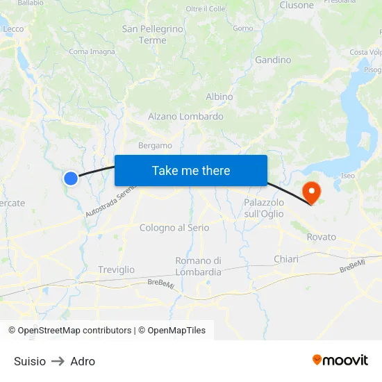 Suisio to Adro map