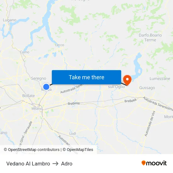 Vedano Al Lambro to Adro map