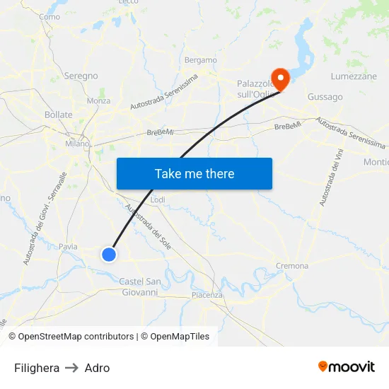 Filighera to Adro map