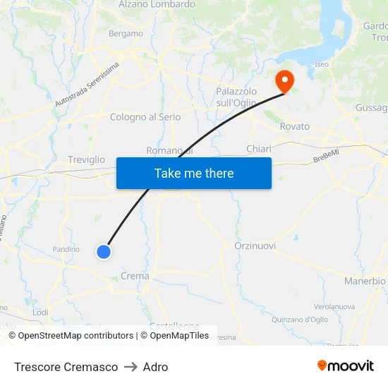 Trescore Cremasco to Adro map