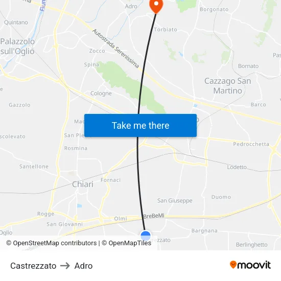Castrezzato to Adro map