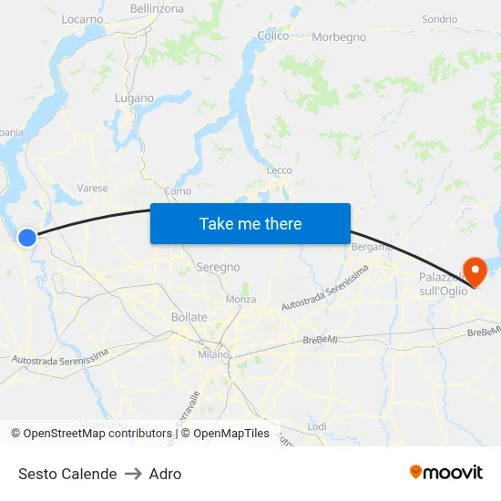 Sesto Calende to Adro map