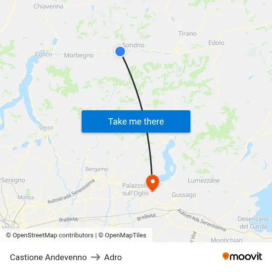 Castione Andevenno to Adro map