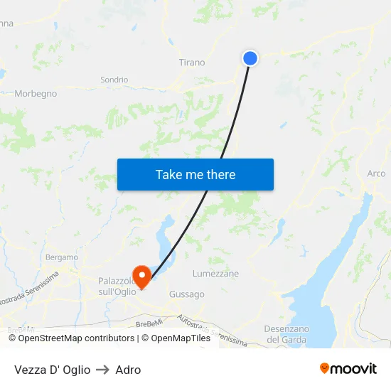 Vezza D' Oglio to Adro map