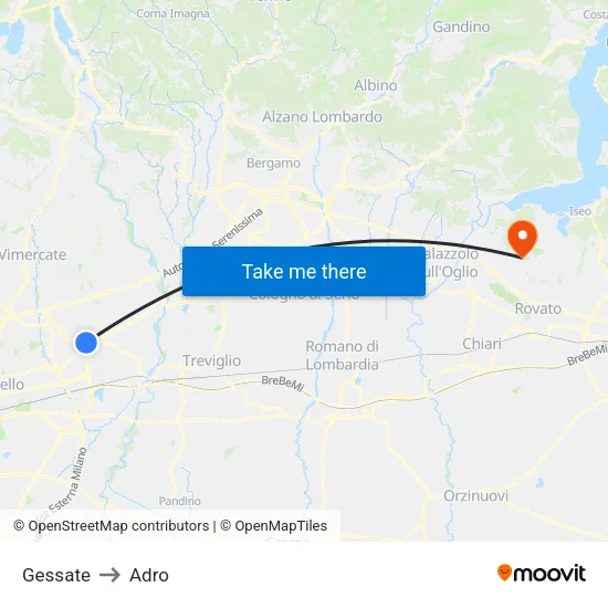 Gessate to Adro map