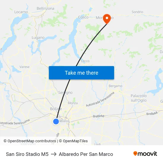 San Siro Stadium M5 to Albaredo Per San Marco map