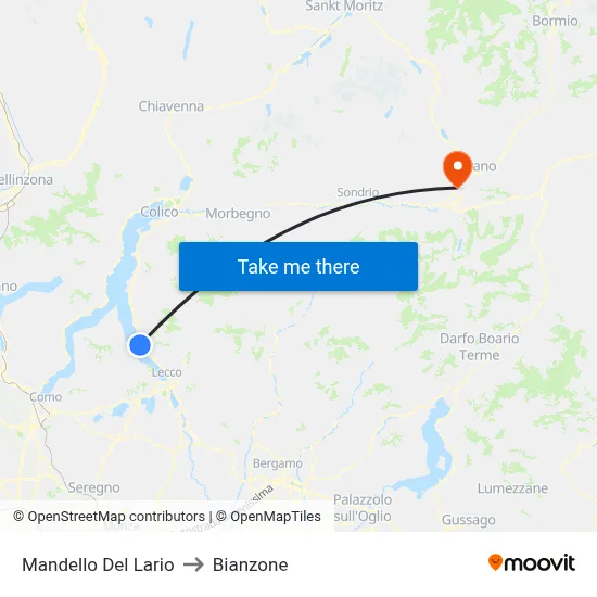 Mandello Del Lario to Bianzone map