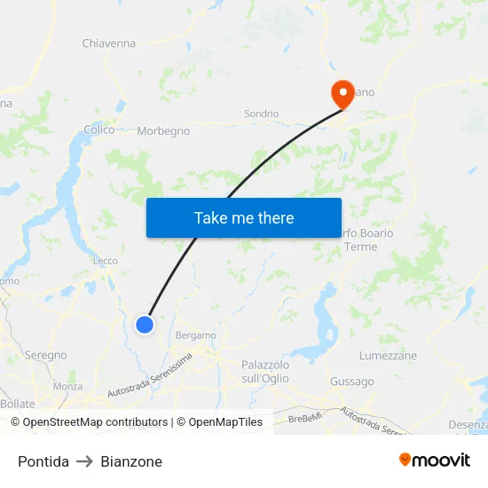 Pontida to Bianzone map