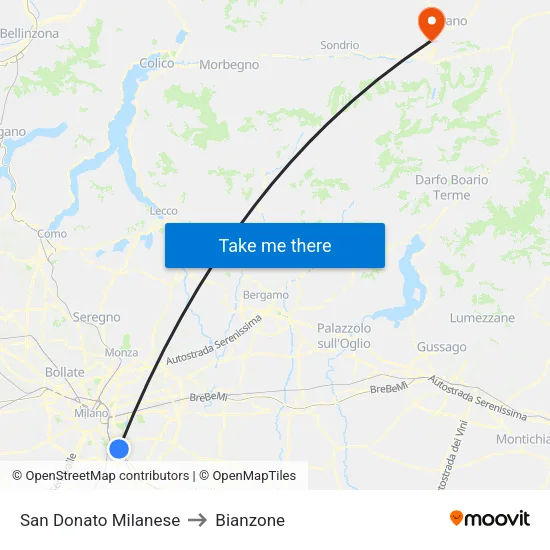 San Donato Milanese to Bianzone map