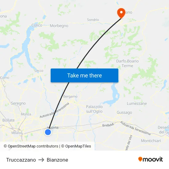 Truccazzano to Bianzone map