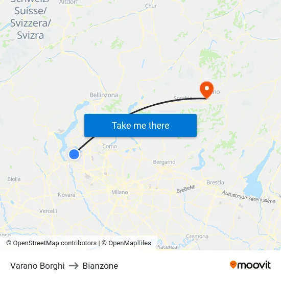 Varano Borghi to Bianzone map