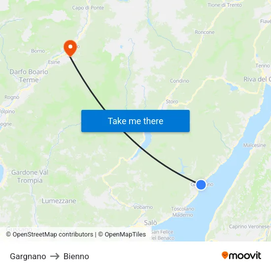 Gargnano to Bienno map